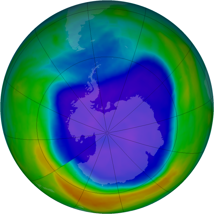 Antarctic ozone map for 22 September 2008